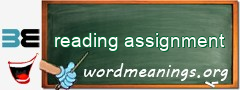 WordMeaning blackboard for reading assignment